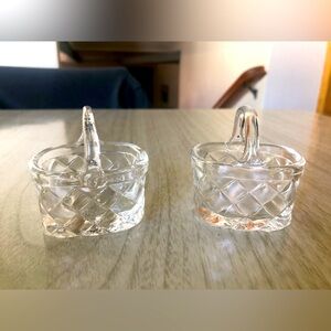 Vintage small glass Easter baskets set of 2
